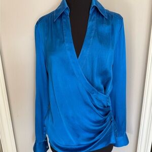 Cache Royal Blue Silk Satin Blouse